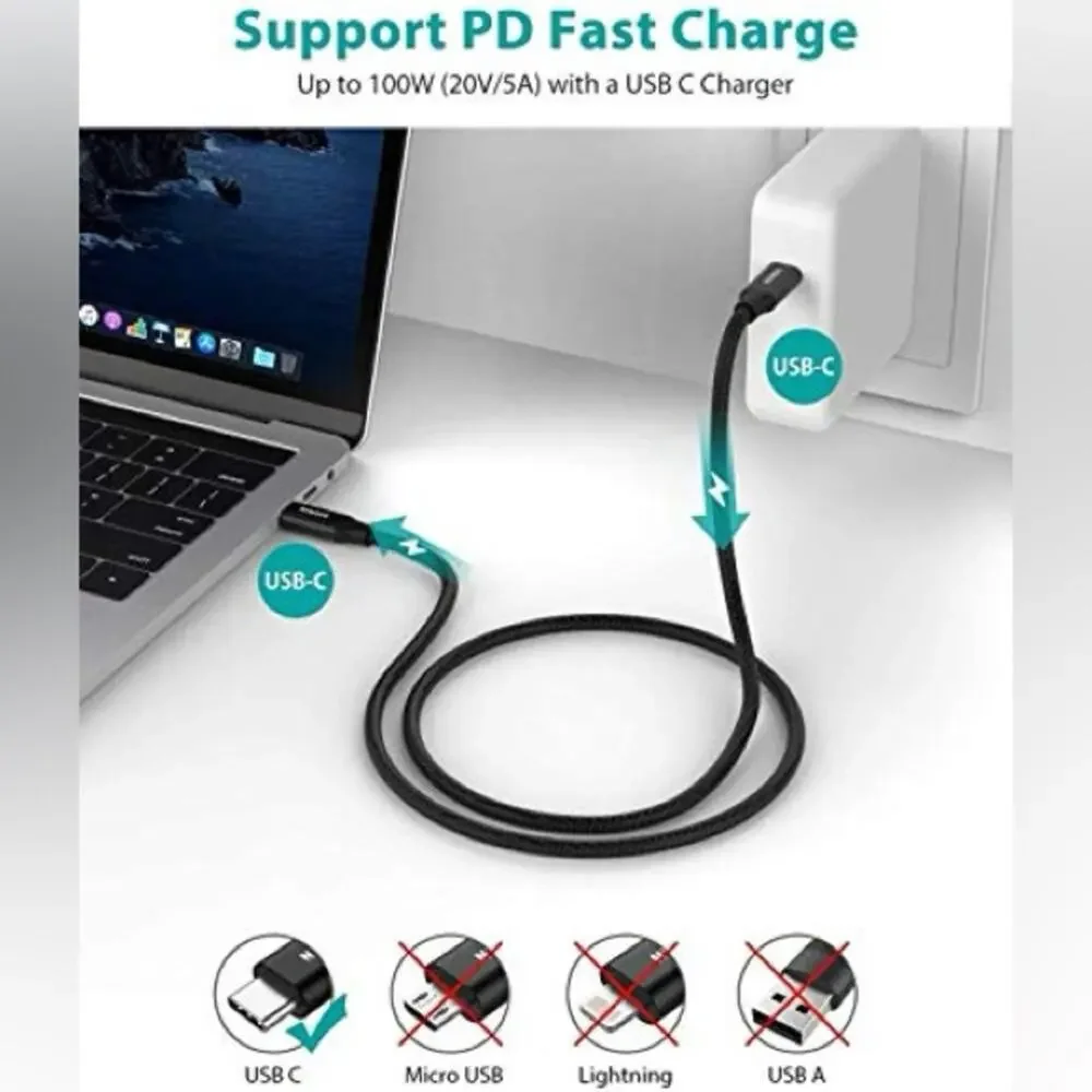 NEW NIMASON Black Apple Compatible USB C to USB Charging Data Transfer Cable Box